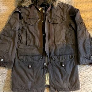 Military style medium long coat